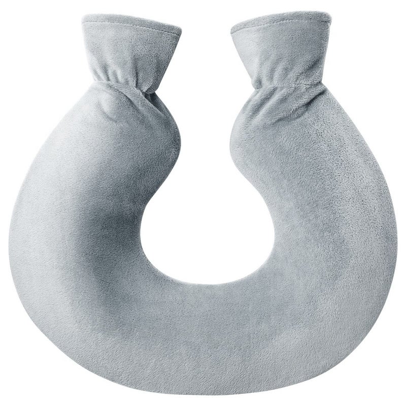 2L U-Shaped Neck and Shoulder Hot Water Bottle â€“ Natural Rubber Hot Water Bag for Neck Pain Relief, Wrap Around Hot Water Bottle with Soft Fleece Cover, Ideal for Stress and Muscle Tension Relief